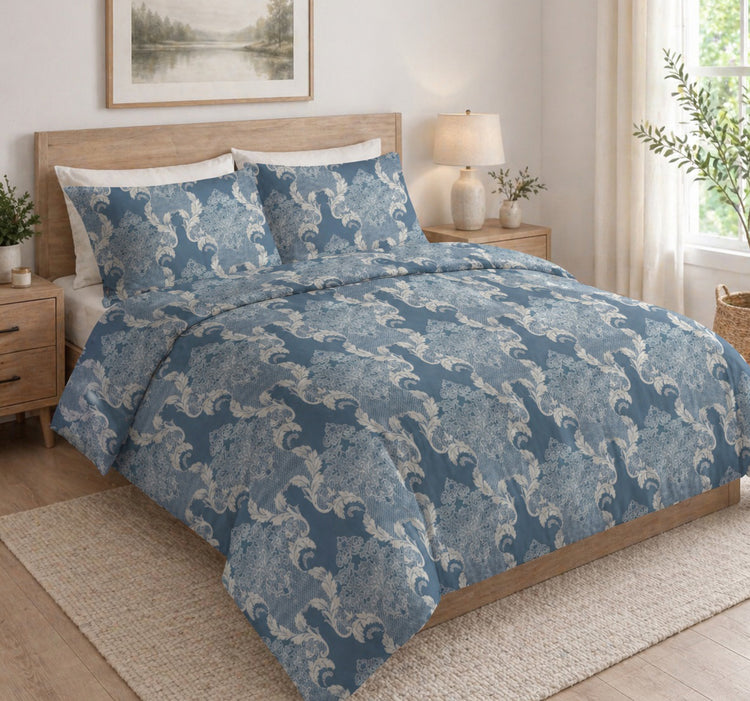9500 Printed 3pc Duvet Cover Set- Majestic Blue