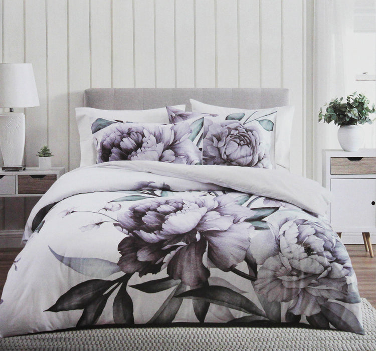 3pc Cotton Sateen 100% Cotton Duvet Cover- Reversible (Solid & Patterned)