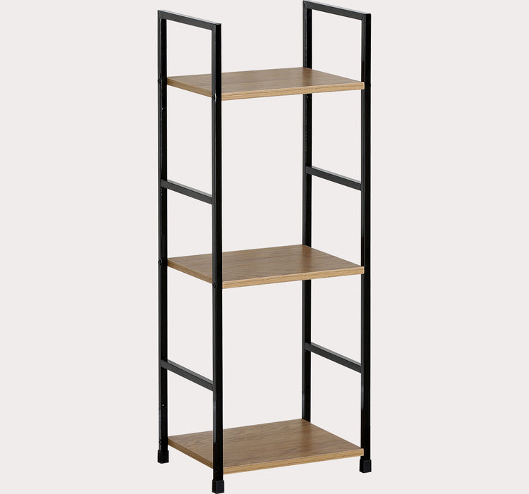 Narrow 3 Tier Metal Shelf w/ Wooden Boards