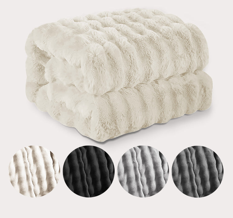 Bubble Faux Fur Throw Blanket - Flannel