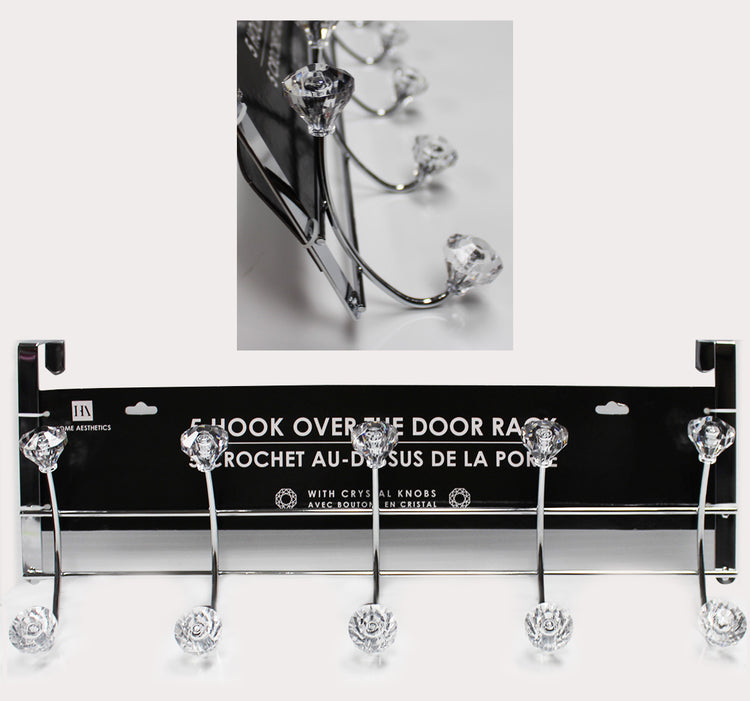 5 Hook Over the Door Rack with Crystal