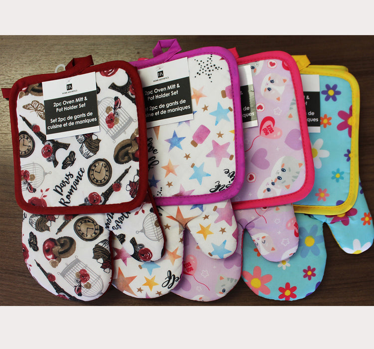 2pc Oven Mitt & Pot Holder Set