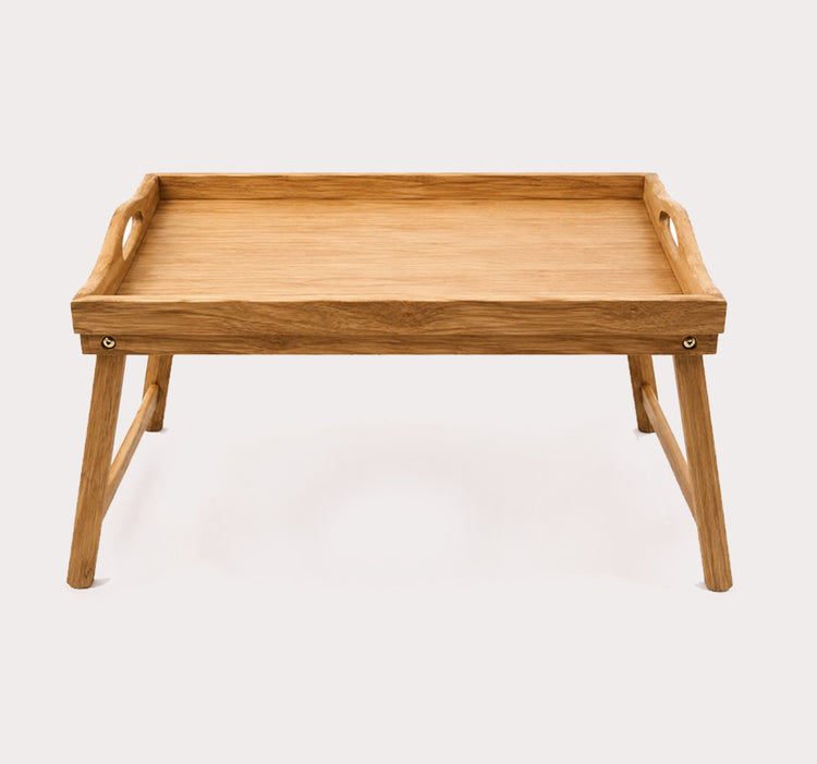 Wooden Breakfast Tray with Folding Legs and Side Handles