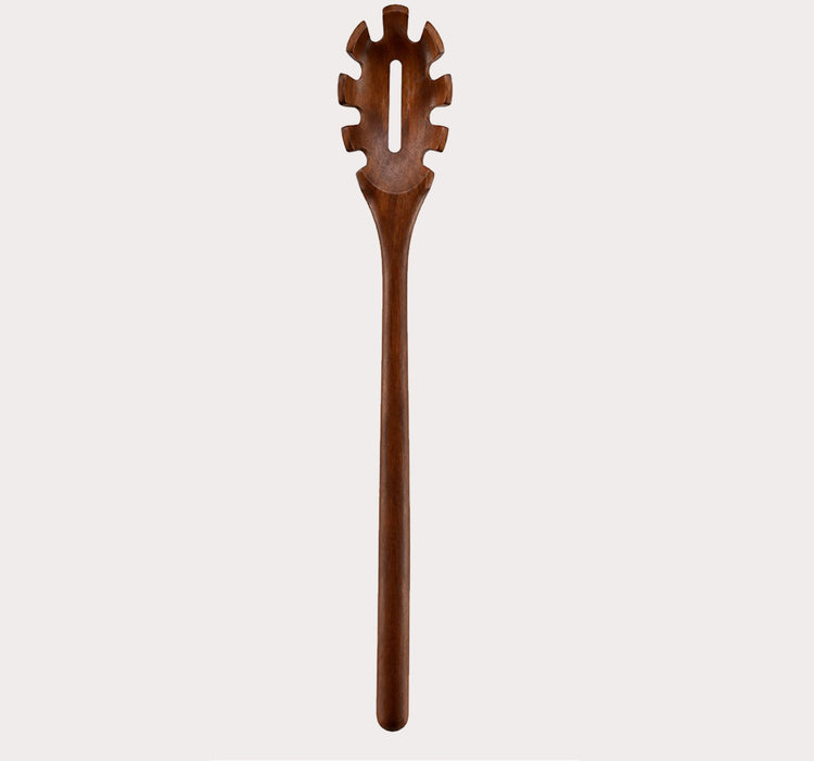 Wood Pasta Server with Slotted Head and Long Handle