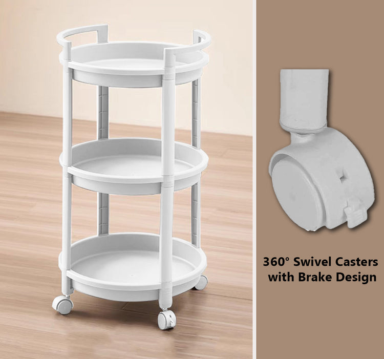 3 Tier Round Rolling Storage Cart