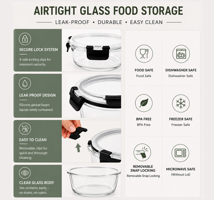 Round Glass Food Container