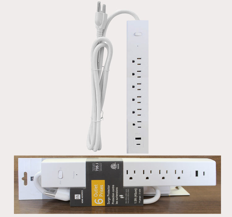 6 Outlet Surge Protector w/USB Ports (735J)