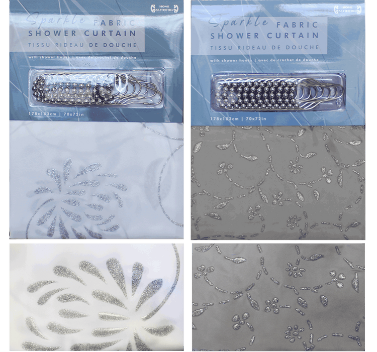 Sparkle Fabric Shower Curtain With Hooks