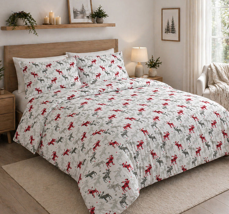 9500 Printed 3pc Duvet Cover Set- Moose
