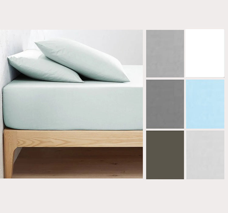 Solid Fitted Sheet with 2 Pillowcases