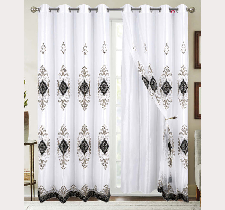 Lucinda Sheer Embroidery Curtain w/ Lining