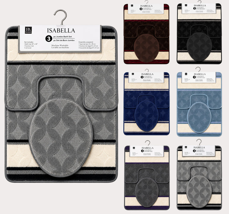 Isabella 3pc Jumbo Bath Mat