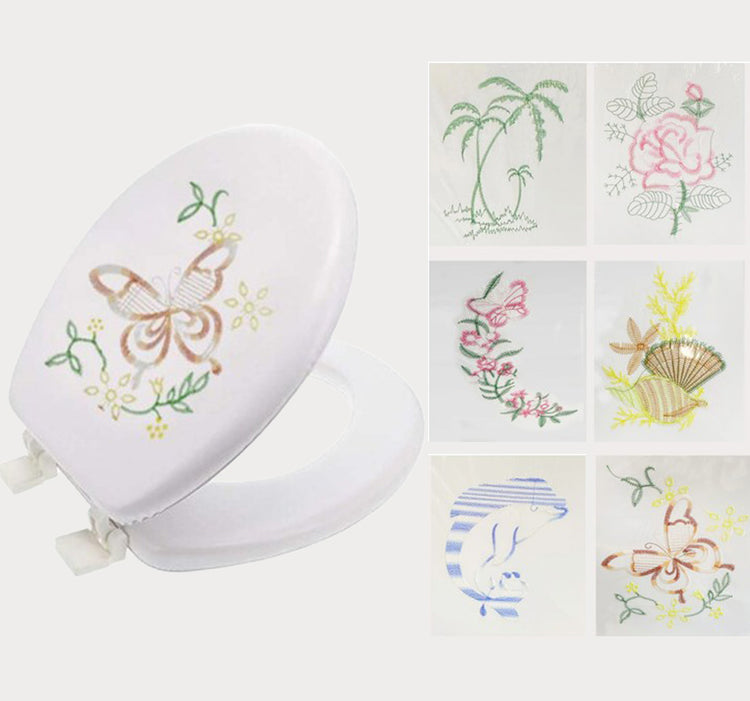 Toilet Soft Seat-Embroidered w/ Hardware Kit