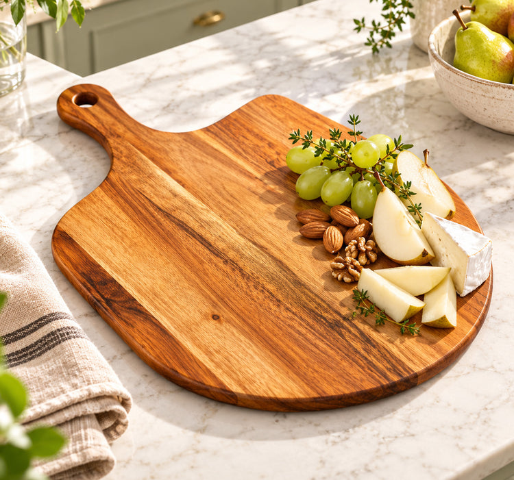 Acacia Wood Round-Corner Paddle Cutting/Serving/ Pizza Board