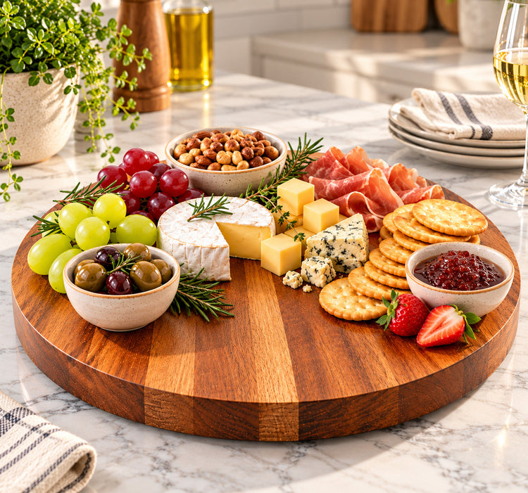 Acacia Wood Lazy Susan - Rotating Serving Tray