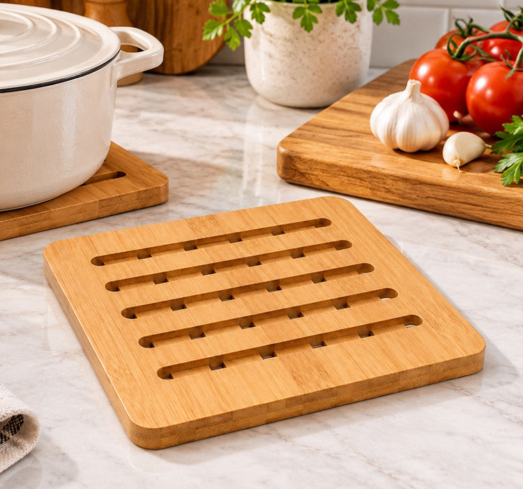 Bamboo Slotted Trivet for Hot Pots and Pans