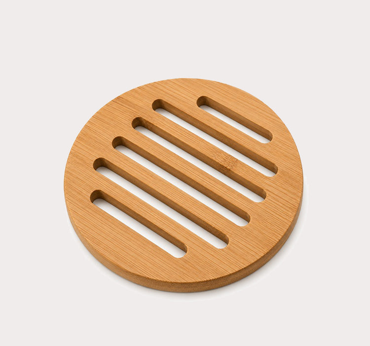 Round Bamboo Slotted Trivet for Hot Pots, Pans and Cookware