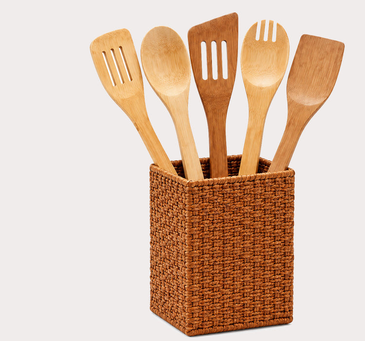 5-Piece Wood Cooking Utensil Set w/Assorted Spoon and Slotted Turner Designs
