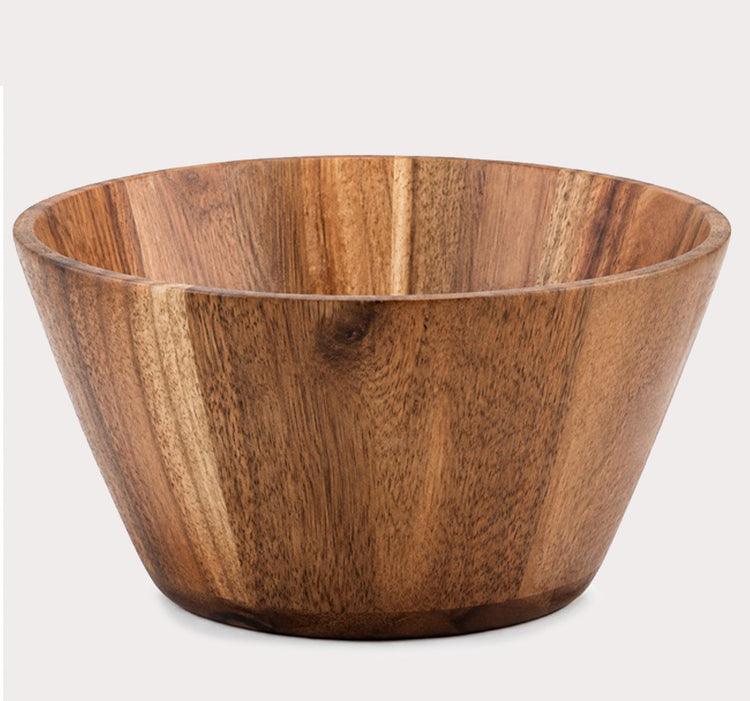 Acacia Wood Salad Bowl w/Natural Grain Finish for Serving Salads, Fruits & Snacks