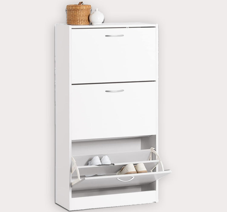 3 Drawer White Shoe Cabinet