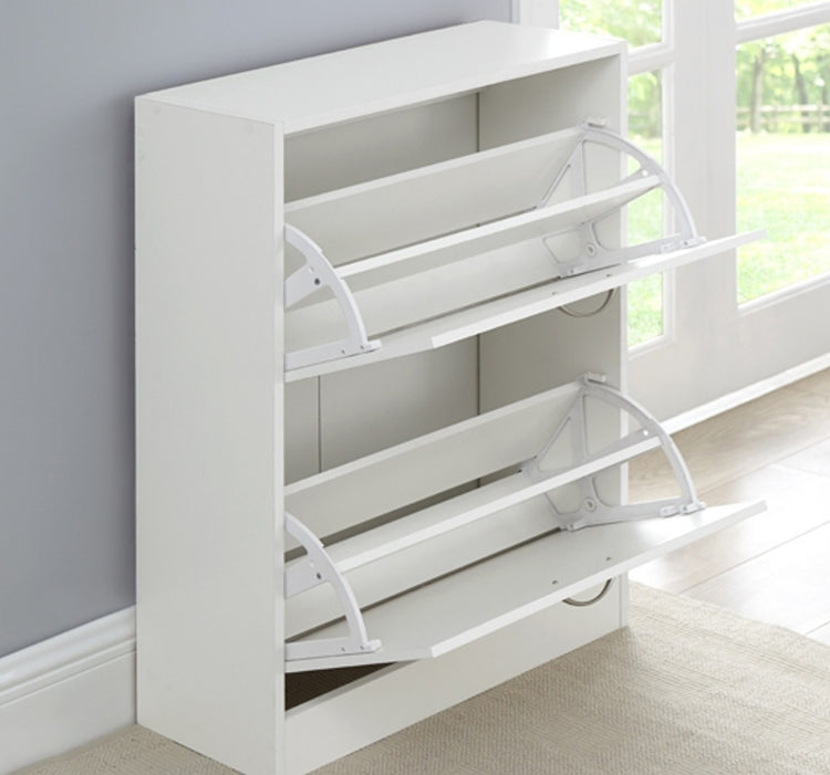 2 Drawer White Shoe Cabinet