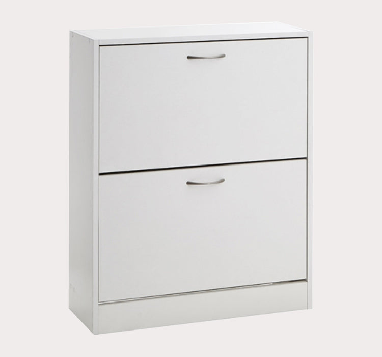 2 Drawer White Shoe Cabinet