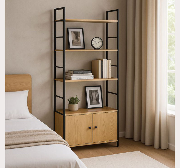 4 Tier Shelf w/ Double Door Cabinet