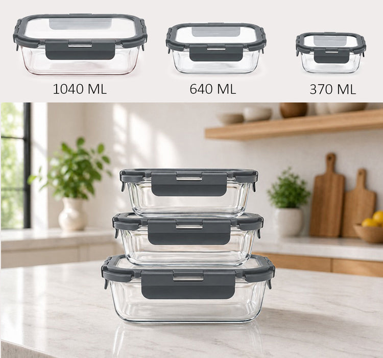 Rectangular Glass Food Container with Glass Lid