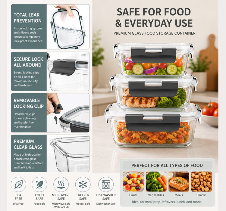 Rectangular Glass Food Container