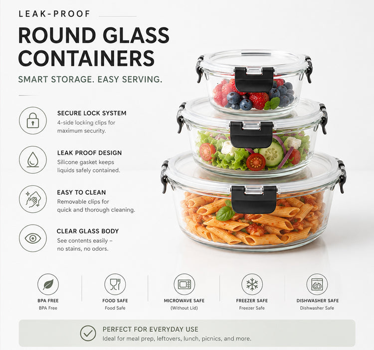 Round Glass Food Container