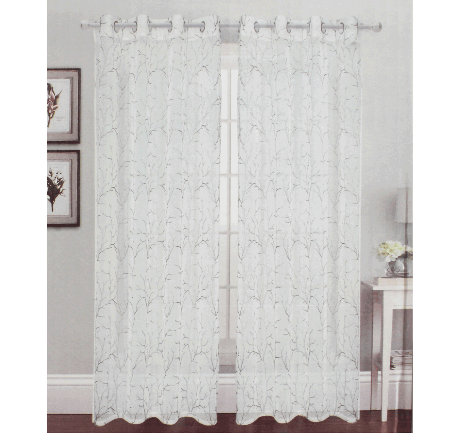 Angel Sheer Embroidery Curtain Sizes: 54" x 84", 54" x 96"