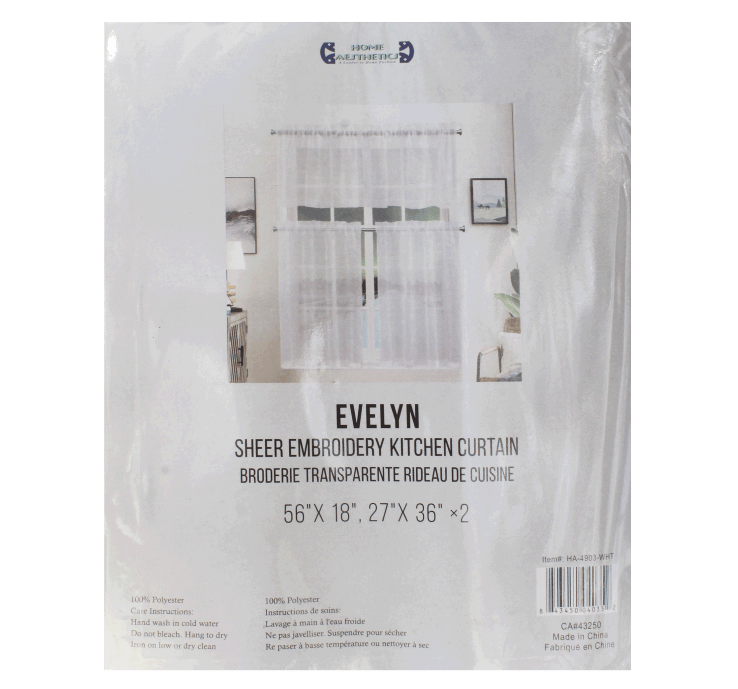 Evelyn Embroidery Kitchen Curtain Package