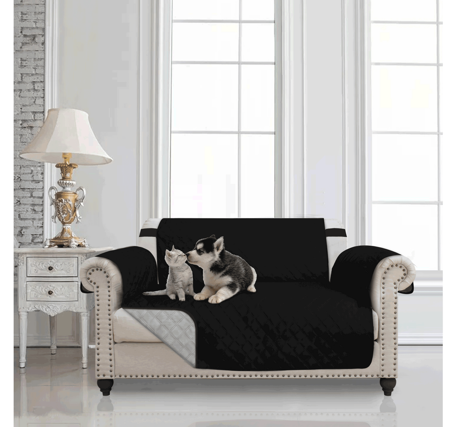 ELASTIC TIE Solid Quilted Furniture Cover