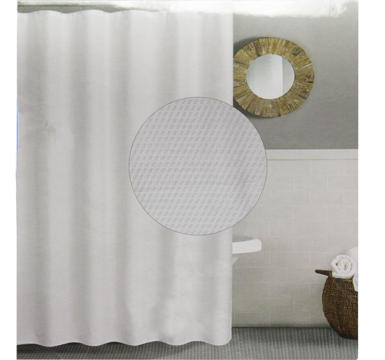 Solid Fabric Shower Curtain with Hooks