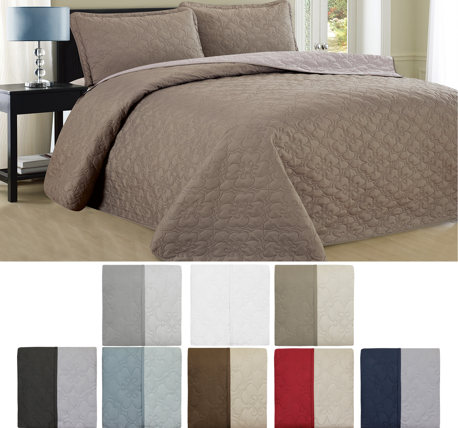 3pc Solid Quilt Cover Set